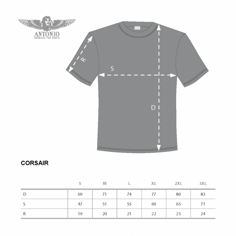T-Shirt with fighter aircraft Vought F4U CORSAIR - Size: L