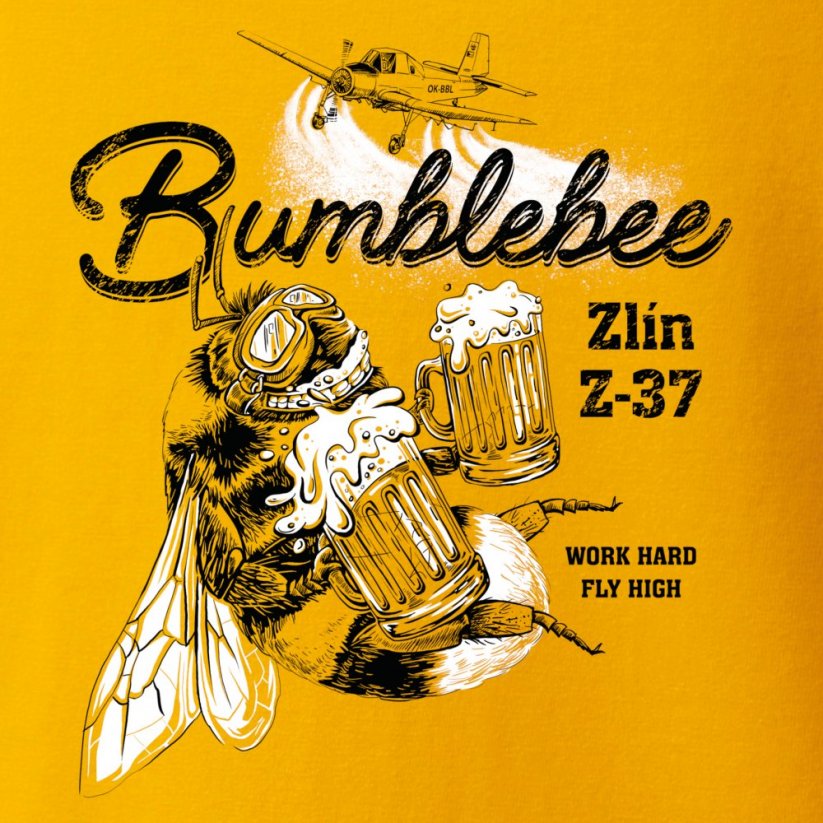 T-Shirt with crop duster plane Zlin Z-37 BUMBLEBEE