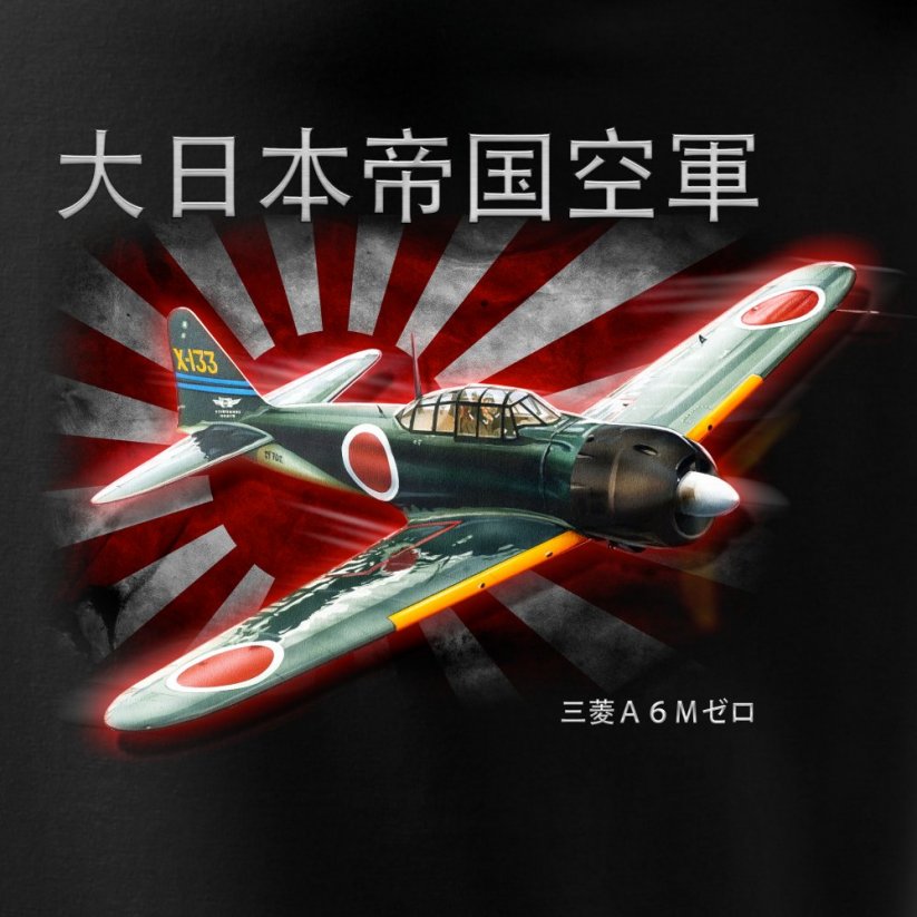 T-shirt met Japan vliegtuigen MITSHUBISHI A6M ZERO