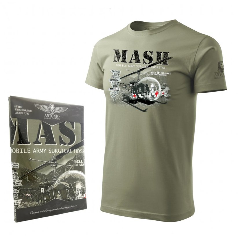 T-Shirt mit Hubschrauber BELL H-13 MASH - Größe: XL