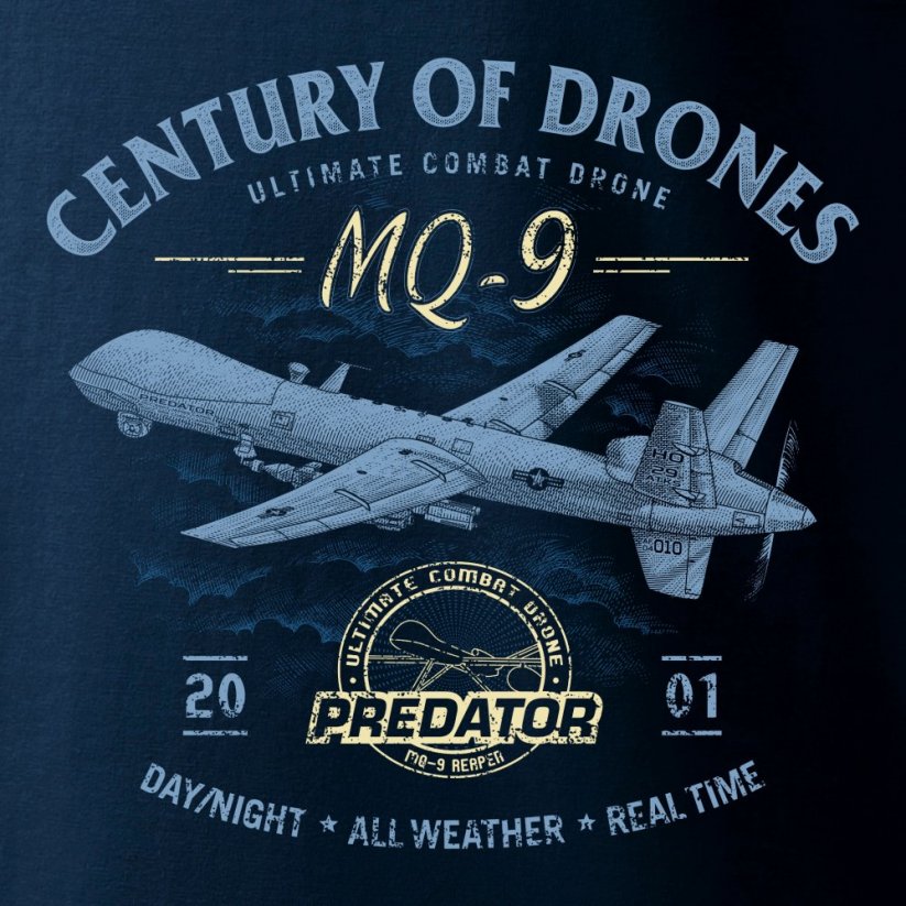 Тениска с безпилотен дроун MQ-9 REAPER PREDATOR - Размер: XXXL