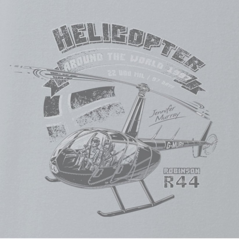 Women T-shirt with a helicopter ROBINSON R-44 (W) - Size: S