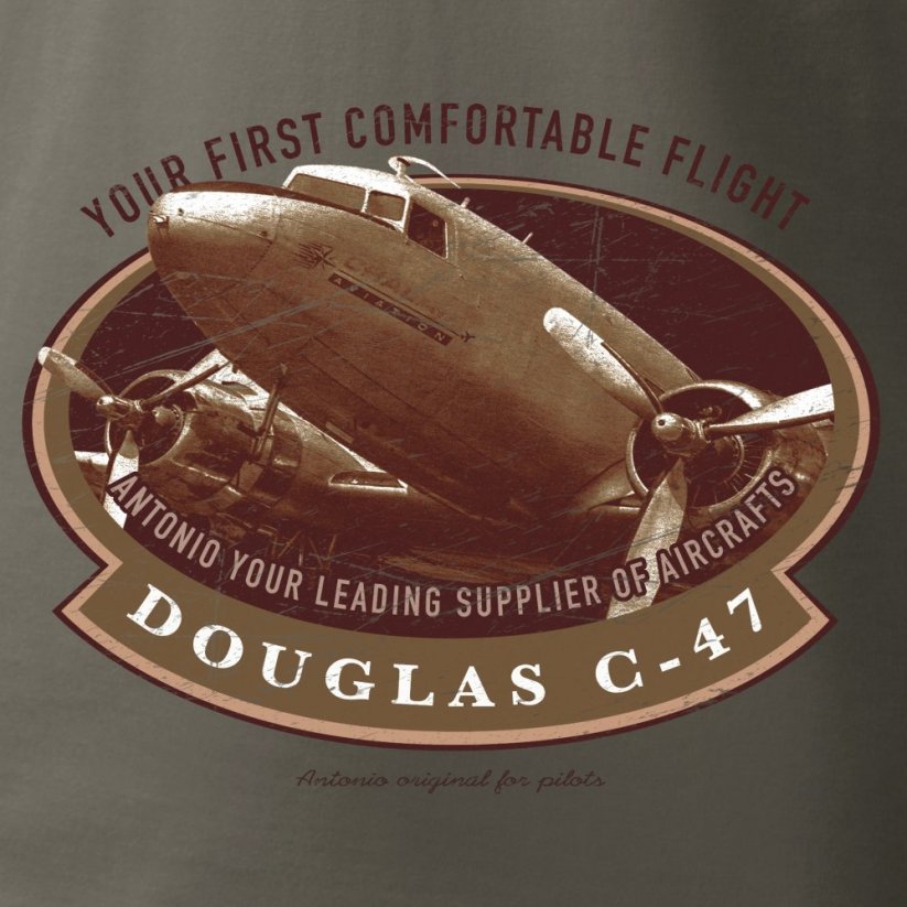 Tricou cu aeronave de transport Douglas C-47 SKYTRAIN