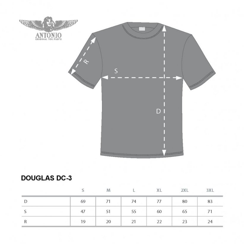 T-Shirt with twin-engined plane DOUGLAS DC-3 - Size: S