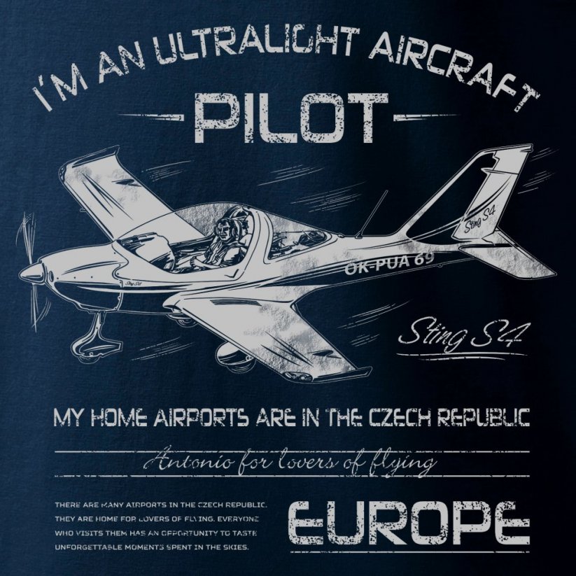 T-Shirt with ultralight aircraft STING S-4 - Size: XL