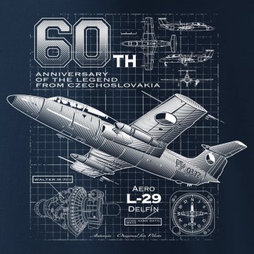 Neues T-Shirt mit einem Flugzeug L-29 aus der Tschechoslowakei