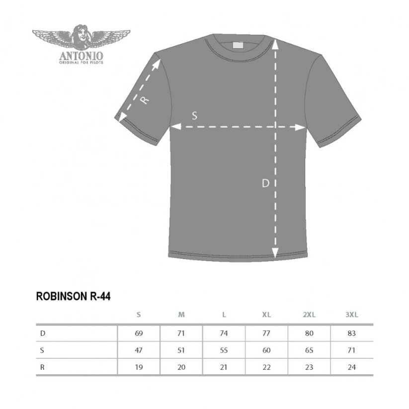 T-shirt with a helicopter ROBINSON R-44 - Size: S