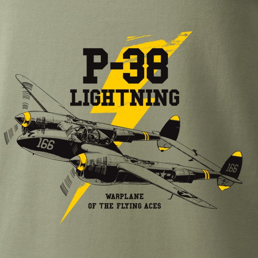 Koszulka z samolotem bojowym P-38 LIGHTNING - Rozmiar: XXL