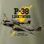 T-Shirt with fighter aircraft P-38 LIGHTNING