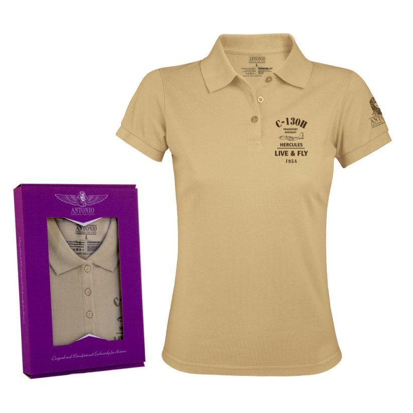 Vrouwen polo-shirt met legervliegtuigen HERCULES C-130H (W) - Grootte: XL