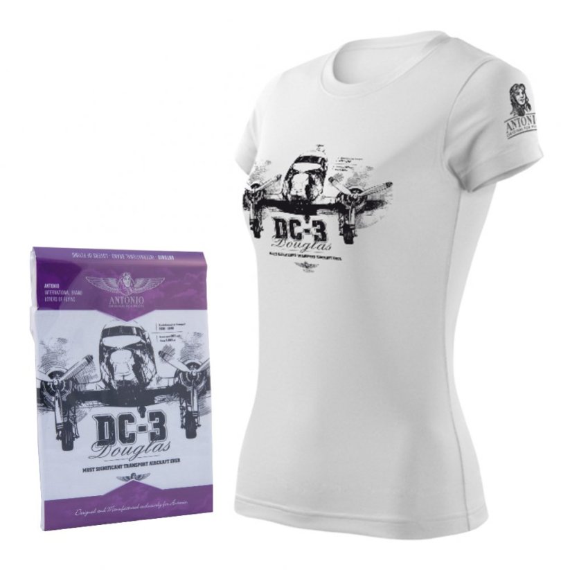 Doamnelor tricou cu avion cu două motoare DOUGLAS DC-3 (W) - Dimensiunea: S