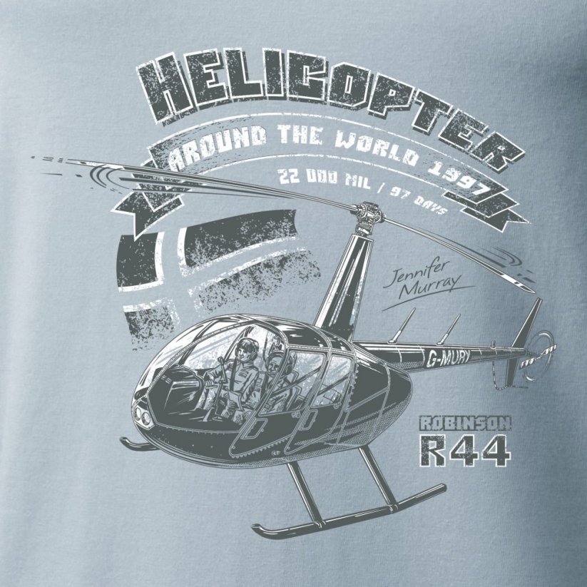 T-shirt with a helicopter ROBINSON R-44 - Size: S