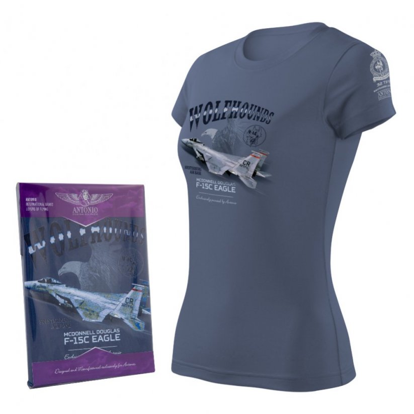 Women T-Shirt with army aircraft F-15C EAGLE (W) - Size: S