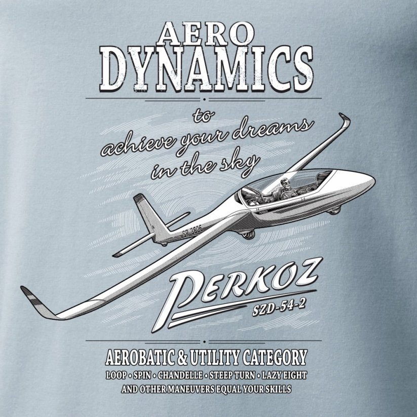 T-shirt avec planeur SZD-54-2 PERKOZ - Taille: XL
