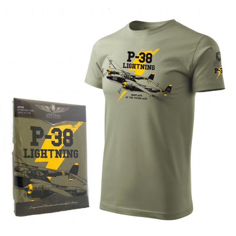 Koszulka z samolotem bojowym P-38 LIGHTNING - Rozmiar: XXL