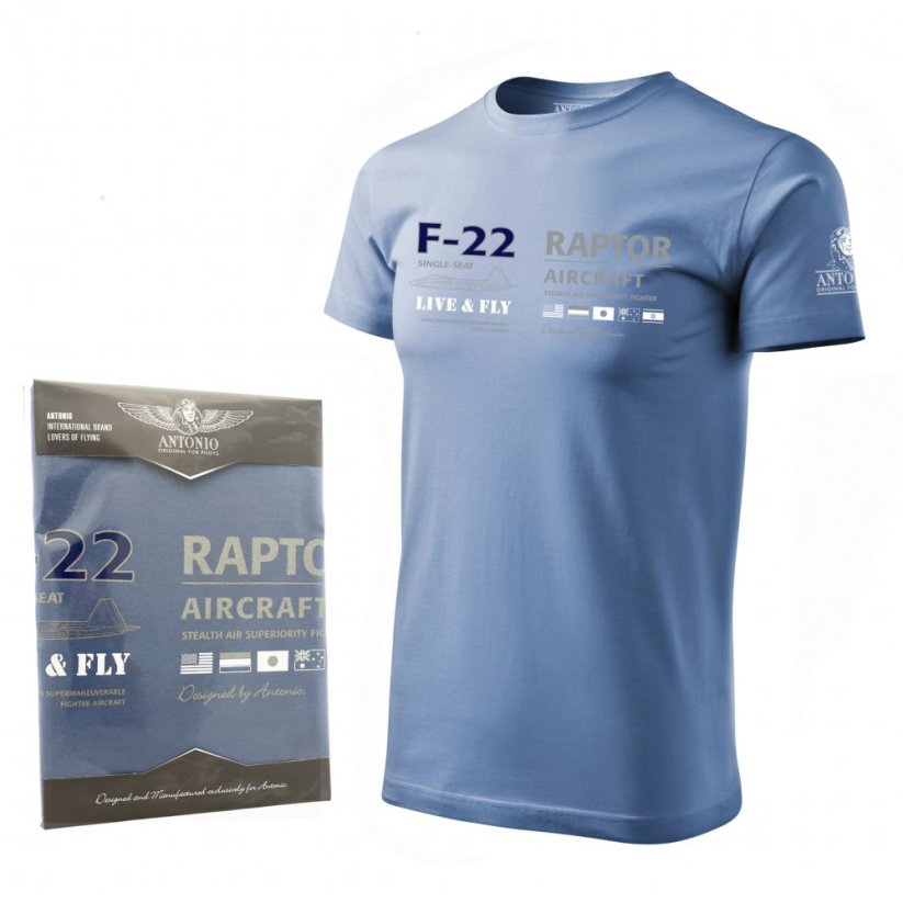 T-shirt with fighter aircraft F-22 RAPTOR - Size: S