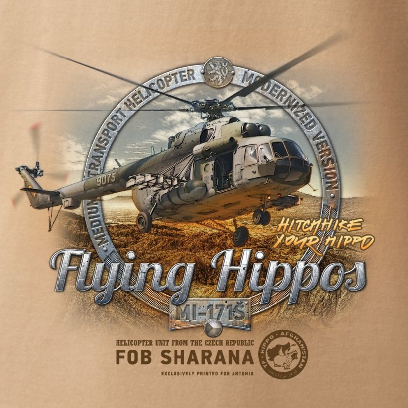 T-shirt with army helicopter Mi-171S - Size: S