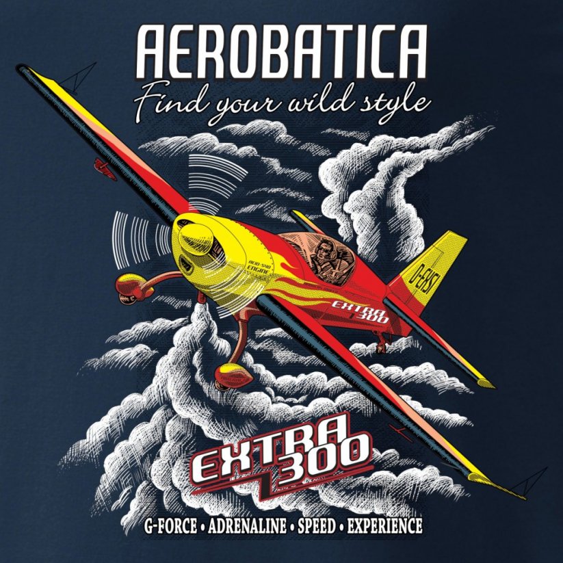 T-shirt med kunstflyvningsfly EXTRA 300 BLUE