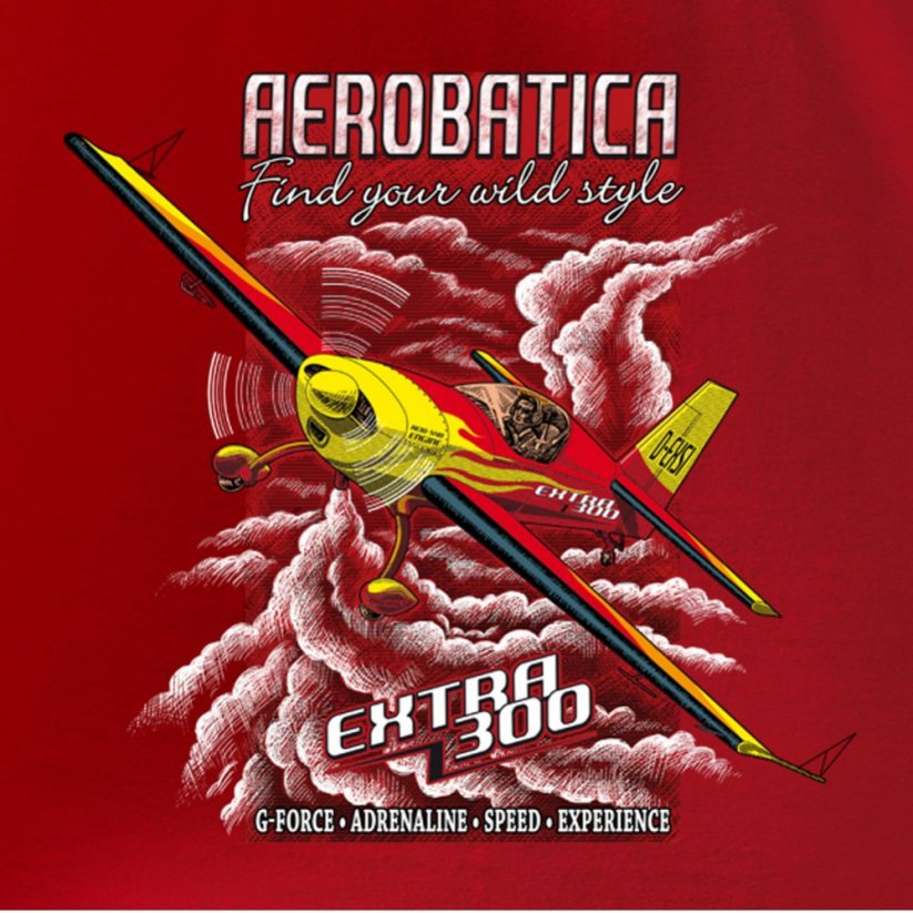 T-Shirt with aerobatic aircraft EXTRA 300 RED - Size: XXL