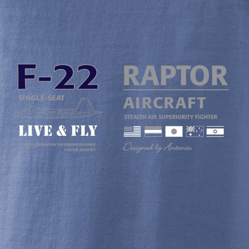 T-shirt med jagerfly F-22 RAPTOR - Størrelse: L