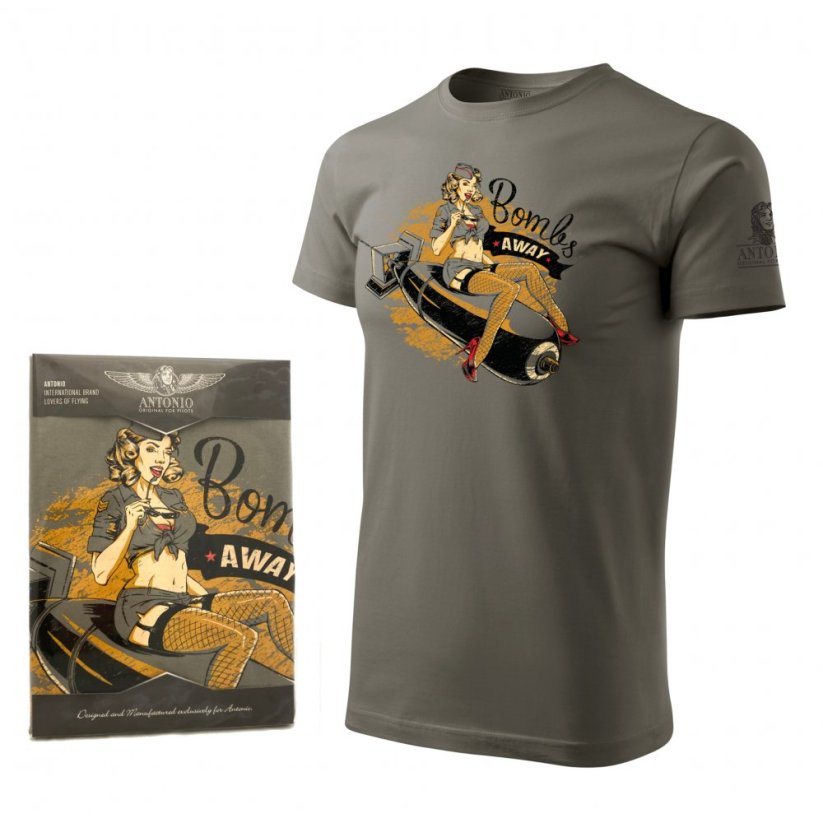 T-Shirt with nose art BOMBS AWAY - Size: M