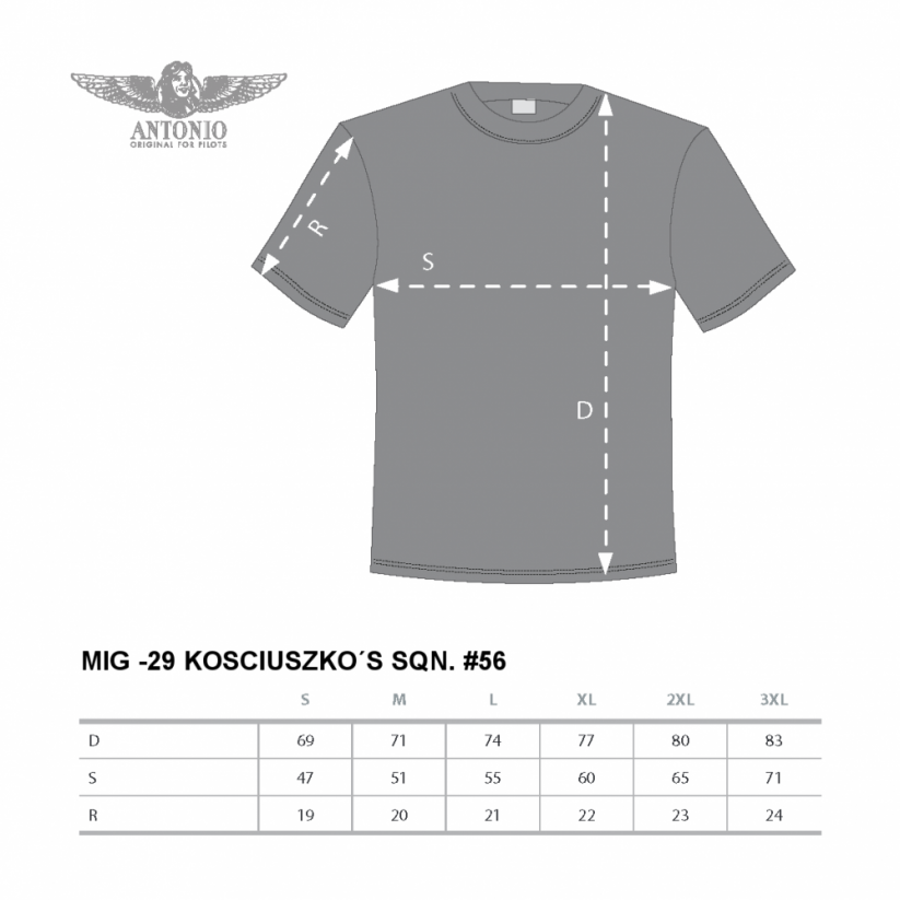 T-shirt with fighter MIG-29 KOSCIUSZKO'S SQUADRON #56 PLN - Size: S