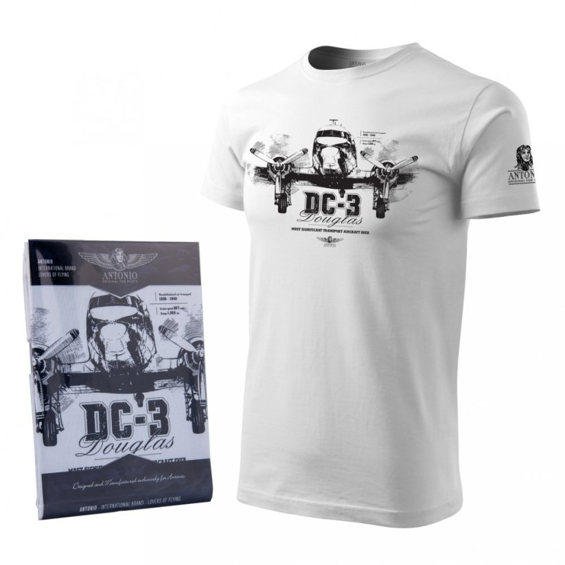 T-shirt avec avion bimoteur DOUGLAS DC-3 - Taille: M