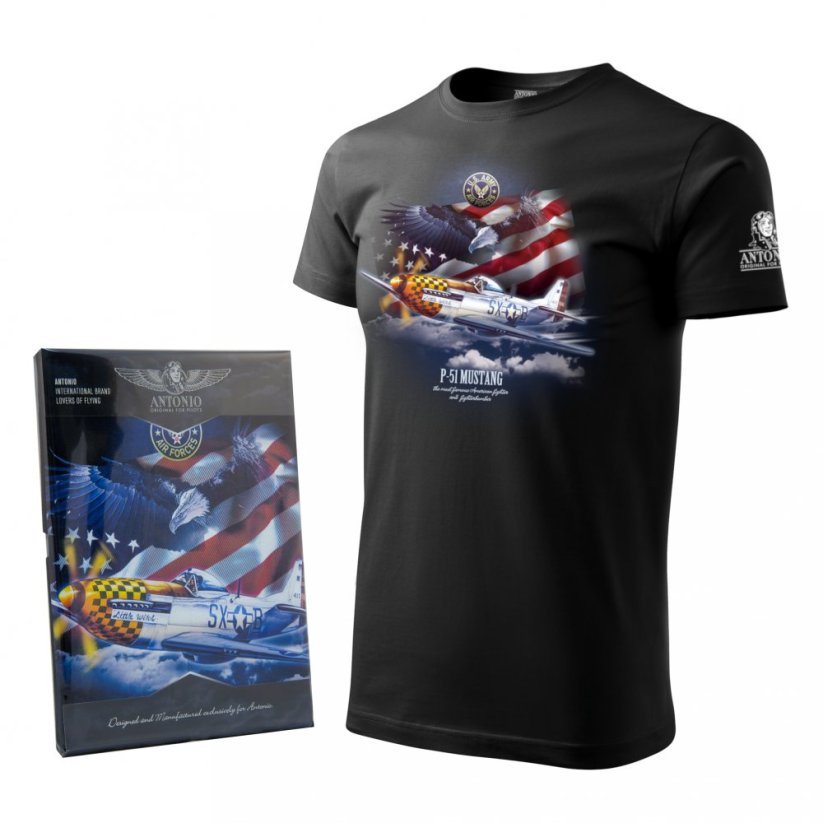 T-Shirt met vliegtuig MUSTANG P-51
