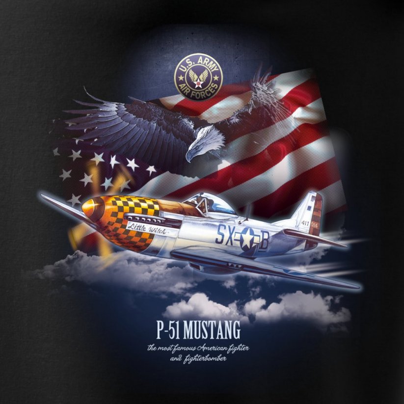 Tričko s vojenské lietadlo MUSTANG P-51