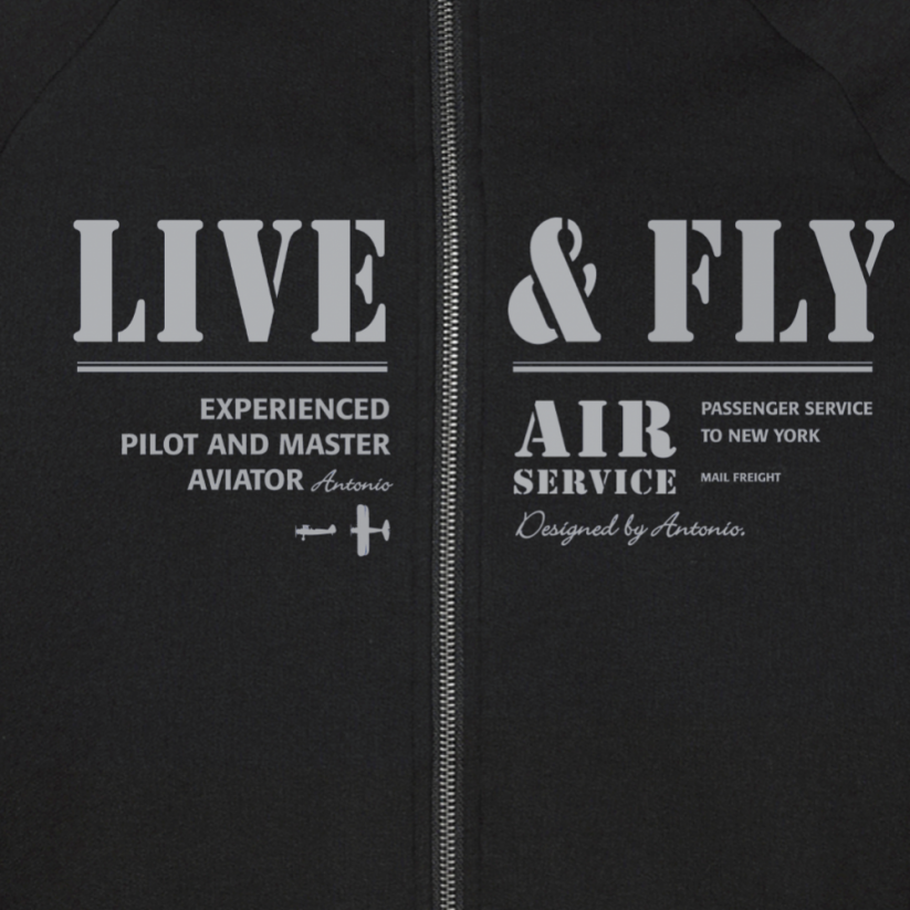 Bluză de molton cu temă aviatică AIR SERVICE (W) - Dimensiunea: M