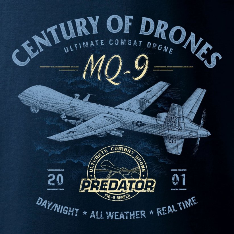 T-Shirt drónnal MQ-9 REAPER PREDATOR - Méret: S