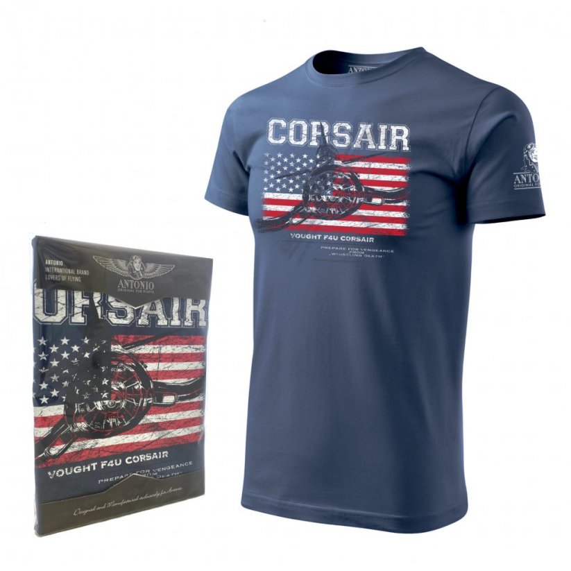 T-Shirt with fighter aircraft Vought F4U CORSAIR - Size: S