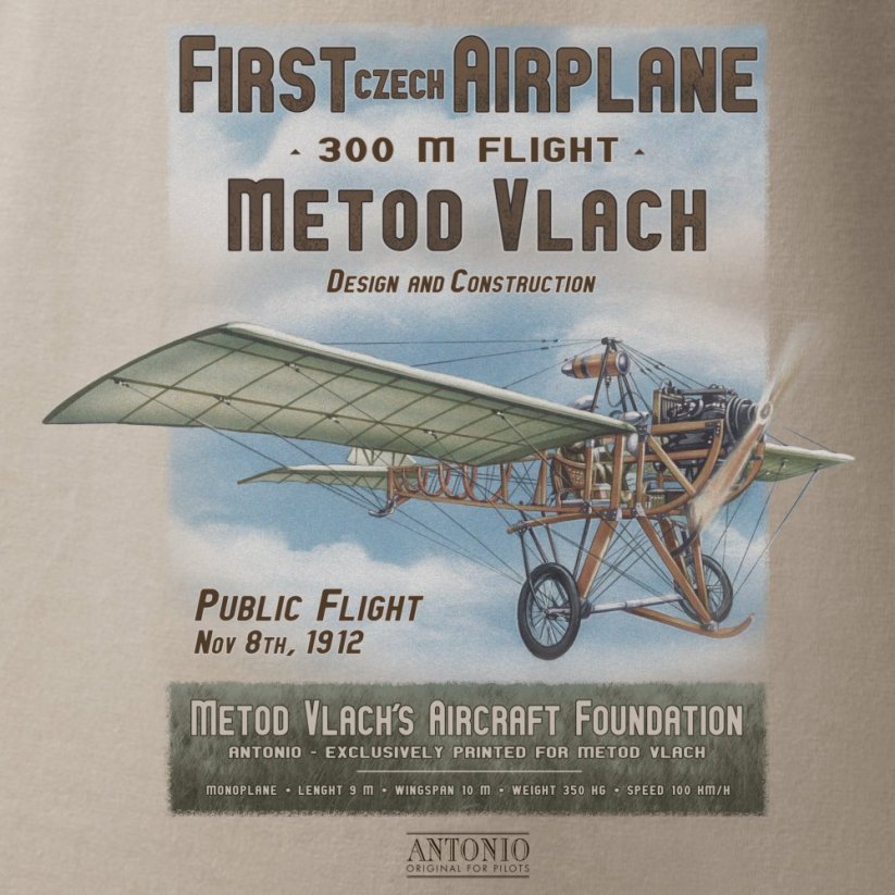 T-Shirt of constructer and airman METOD VLACH - Size: S