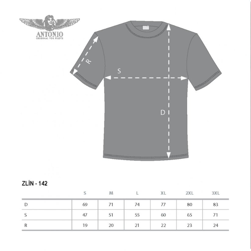 T-shirt z akrobatsko ravnino ZLIN-142 - Velikost: M