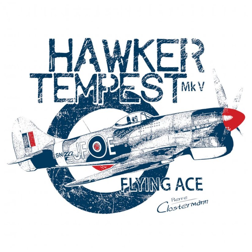 T-shirt with RAF fighter HAWKER TEMPEST - Size: M