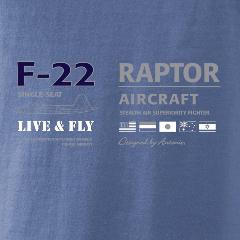 T-Shirt mit Jagdflugzeug F-22 RAPTOR - Größe: S
