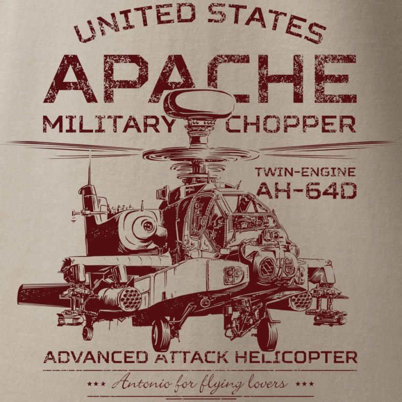 T-Shirt mit Kampfhubschrauber APACHE AH-64D