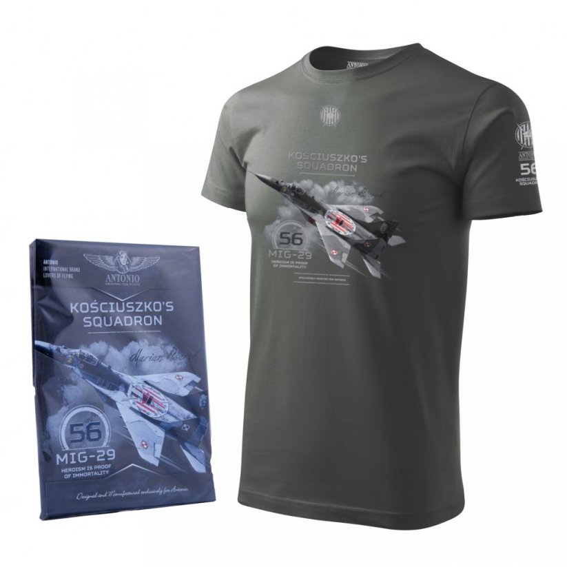 T-shirt met fighter MIG-29 KOSCIUSZKO's SQUADRON #56 PLN - Grootte: S