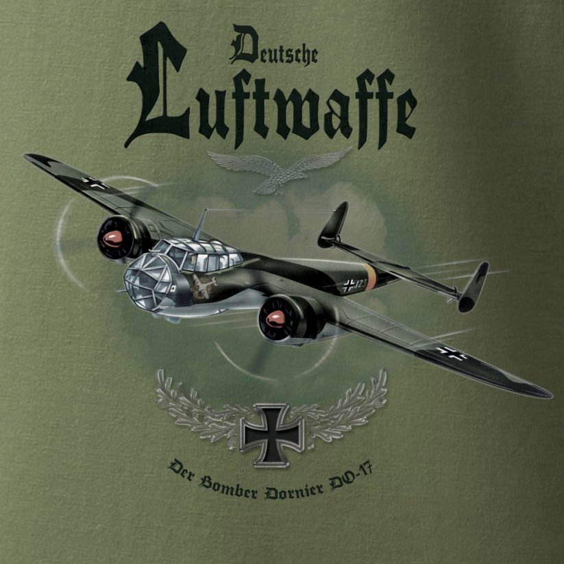 T-shirt med tyske bombefly DORNIER DO 17 - Størrelse: S