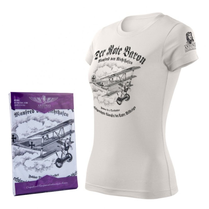 Women T-Shirt with Fokker triplane DR.1 DREIDECKER (W) - Size: L