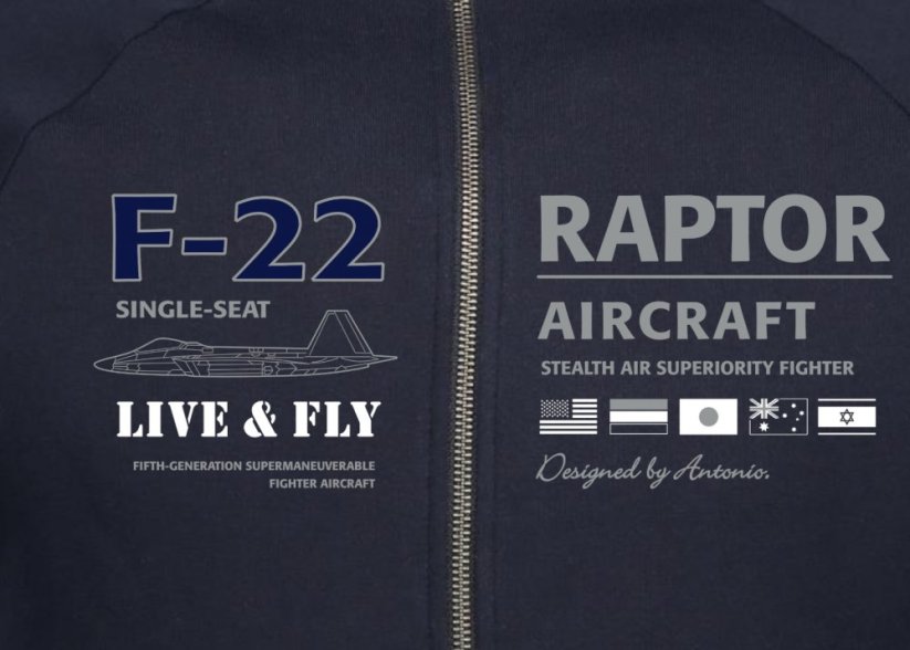 Sweatshirt with aircraft F-22 RAPTOR - Size: XXL
