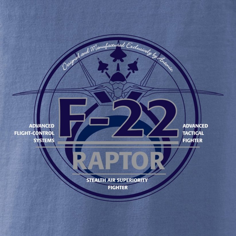 T-shirt med jagerfly F-22 RAPTOR - Størrelse: L