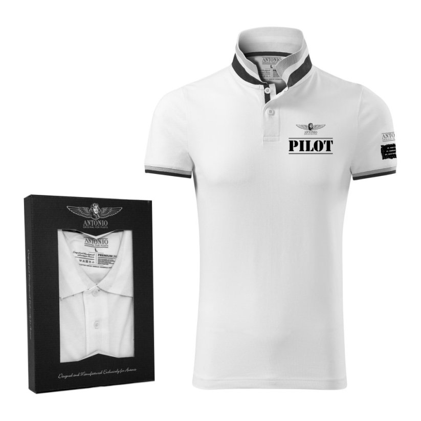 Polo-shirt zrakoplovni znak PILOT WH - Veličina: XXL