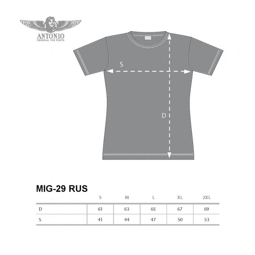 Damska koszulka z samolotem myśliwskim MIG-29 RUS (W) - Rozmiar: XL