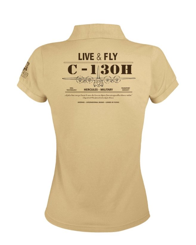 Vrouwen polo-shirt met legervliegtuigen HERCULES C-130H (W) - Grootte: XL