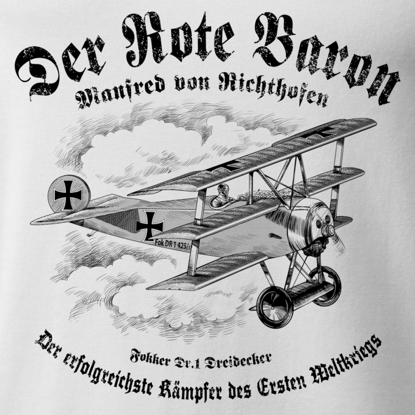 T-shirt avec Fokker triplane DR.1 DREIDECKER - Taille: XXL